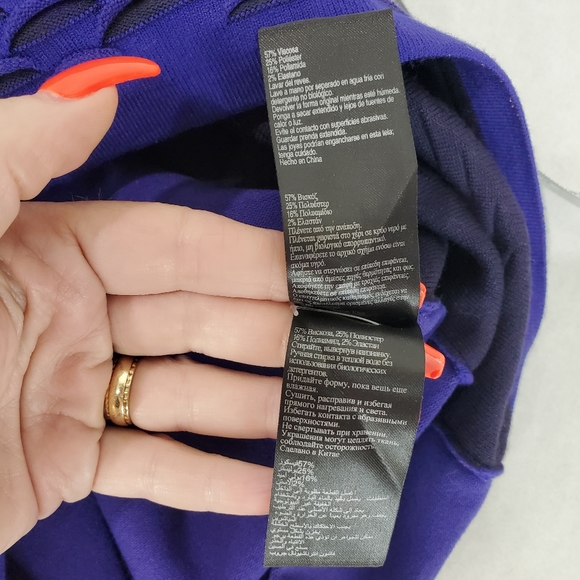 Karen Millen Bodycon Sleeveless Textured Dress Women's Size 3 Purple/Black Party - Picture 12 of 13